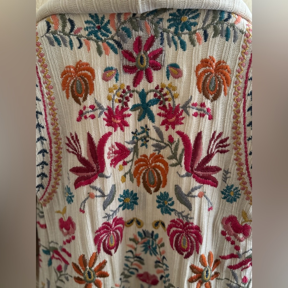 JOHNNY WAS Biya Embroidered Leonne Wrap Cardigan / Size XS